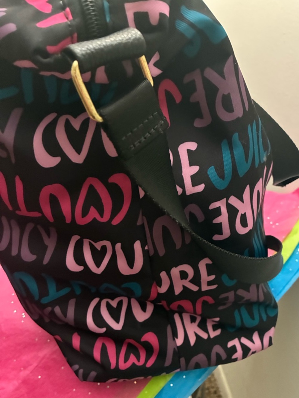 Juicy couture Love Letter duffle. Big juicy tote. Black background - Picture 8 of 11